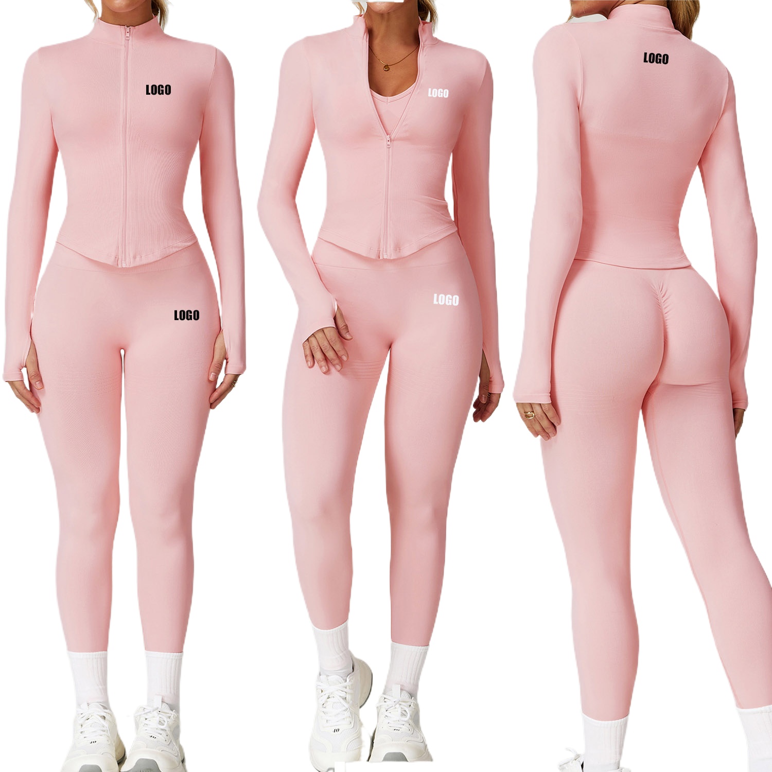 Yoga Fitness Logo - Pakaian olahraga yoga wanita tanpa jahitan
