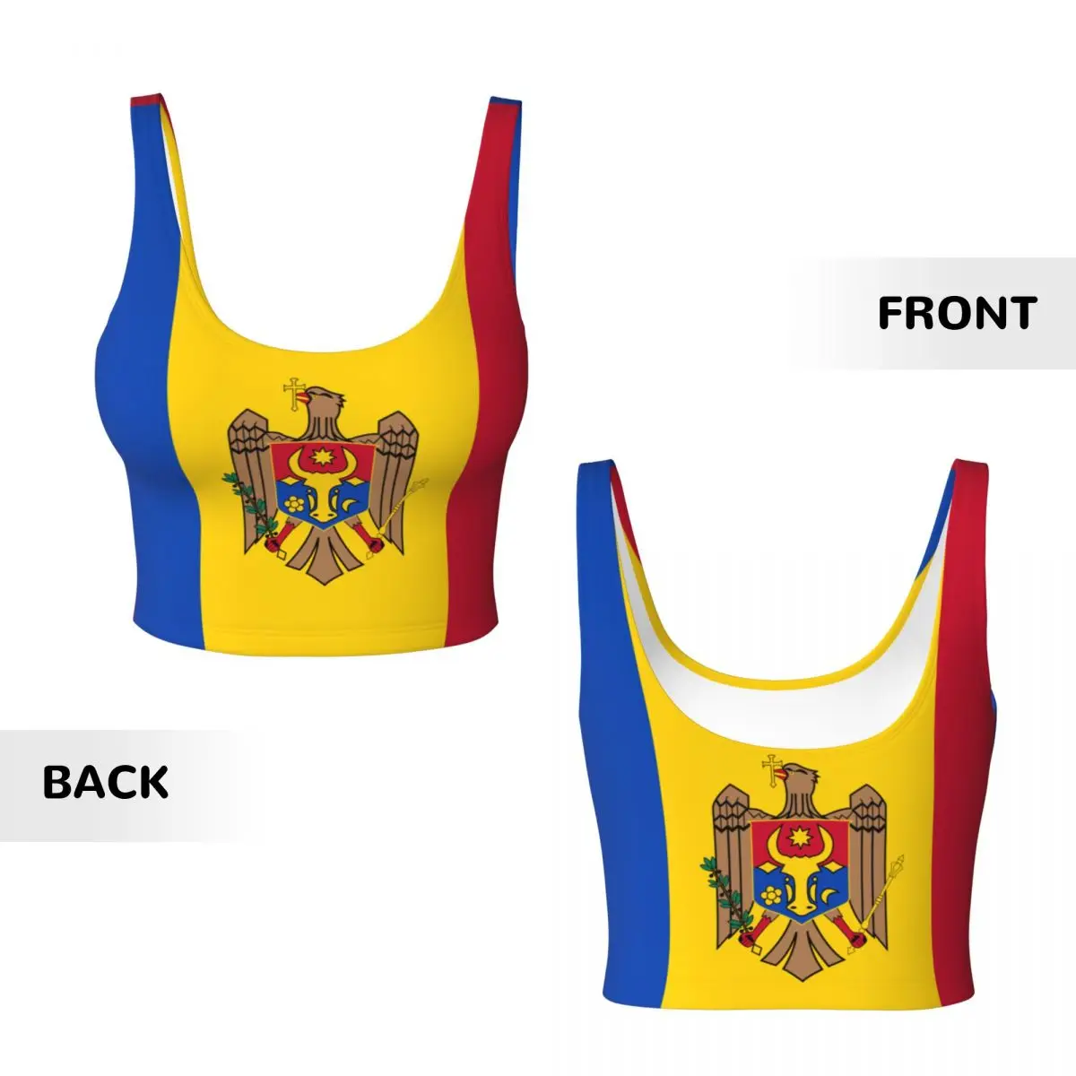 Atasan Dasar Bendera Moldova A - Yoga Fitness Women ulasan dan harga
