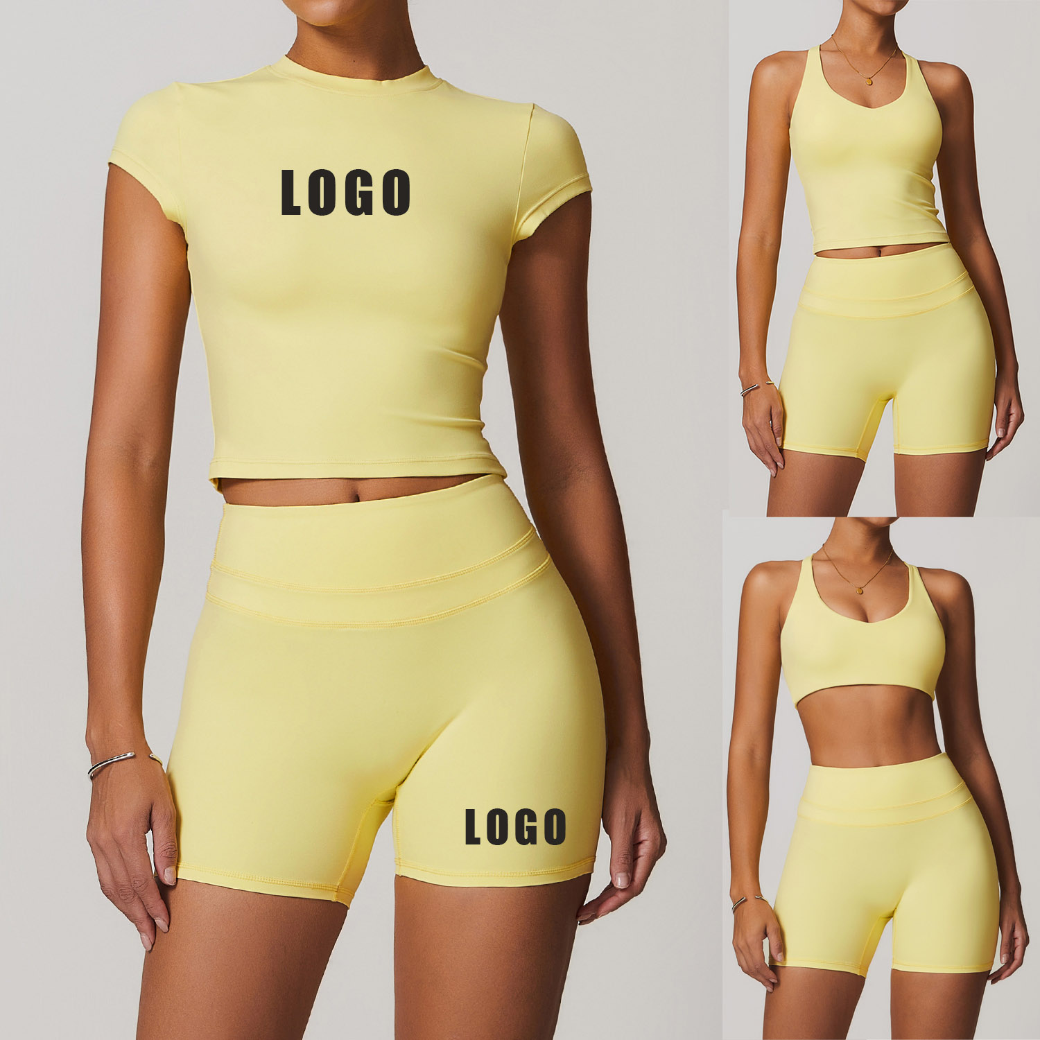 Setelan yoga punggung ketat pe - Yoga Fitness Logo ulasan dan harga