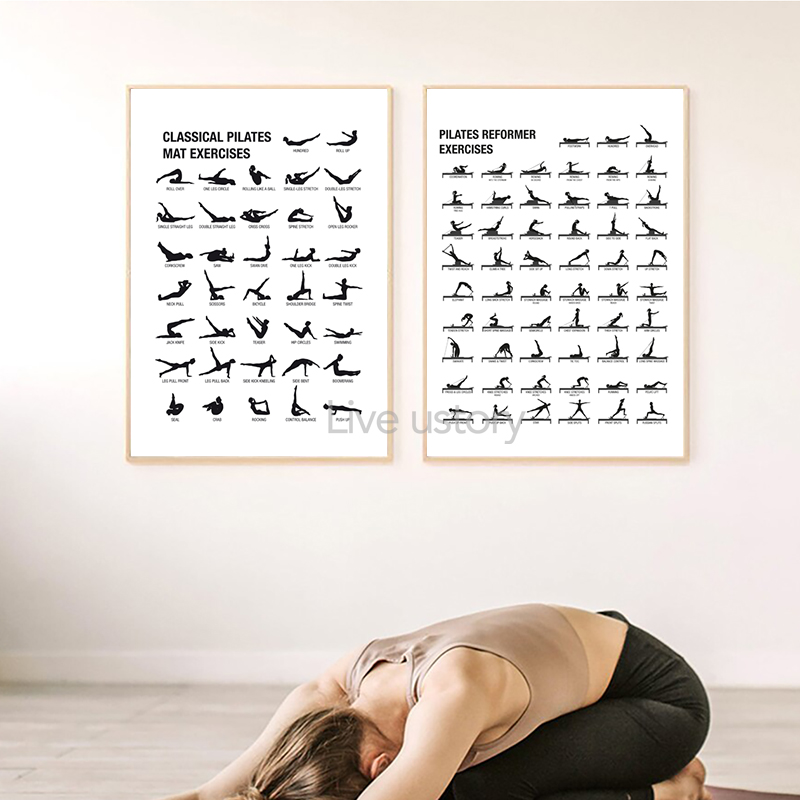 Poster Bagan Latihan Pilates T - Yoga Fitness Pilates ulasan dan harga